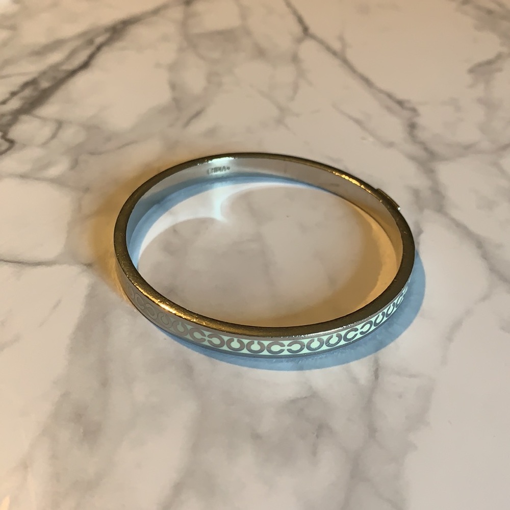 Coach thin white enamel bangle